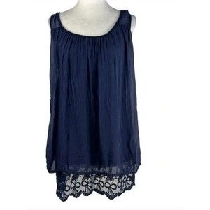 PRONTOMODO GIUSY SLEEVELESS LINED SILK LACE TUNIC ▫️ Size Small